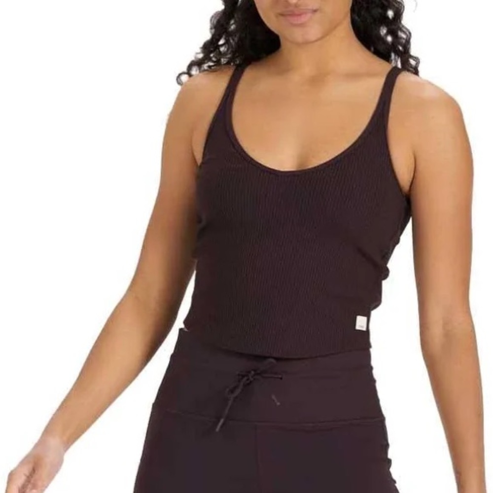 Vuori Lux Rib Crop Tank Top in Dark Cherry 🍒